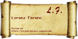 Lorenz Ferenc névjegykártya